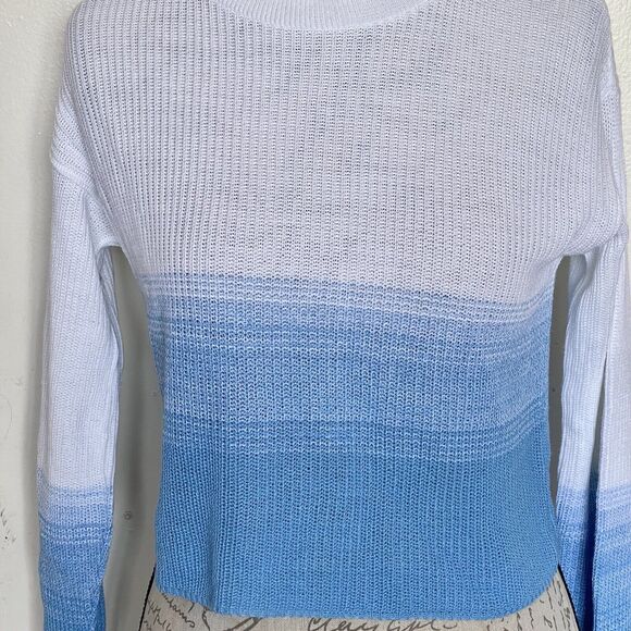 Abound Womens Sweater Ombre Sz XS Long Sleeve Knit Blue White Soft Girl Ribbed - Picture 4 of 11